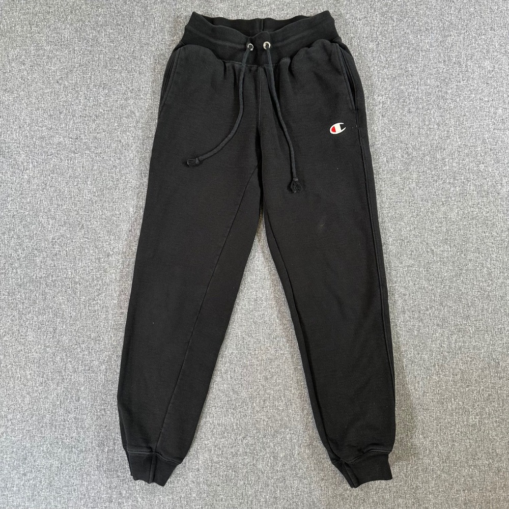 Champion Jogger Sweatpants Womens 24x27 Black Embroidered Logo Drawstring Pocket